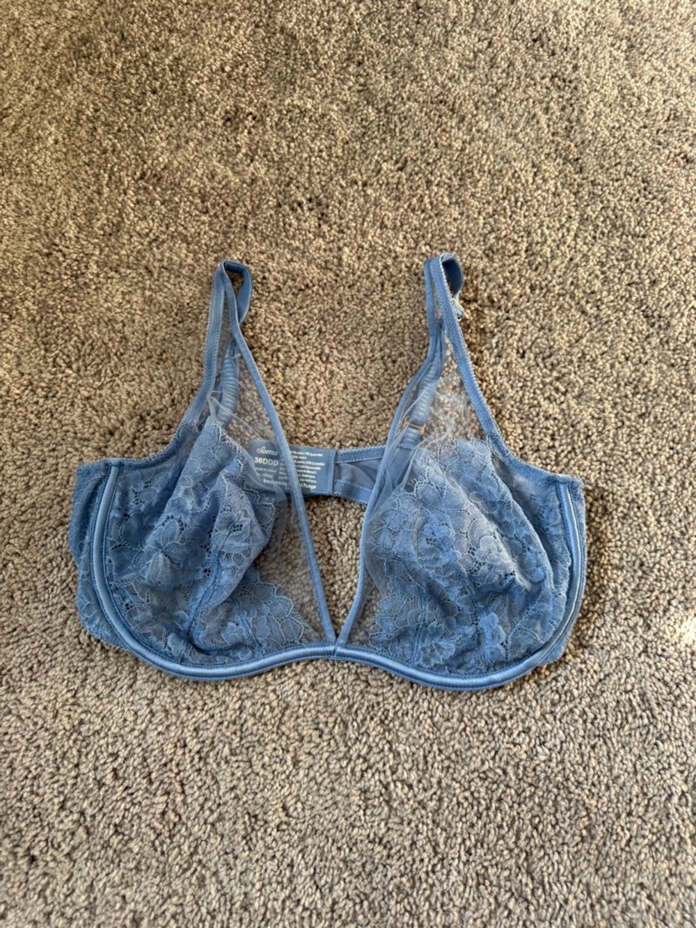 Soma Dusty Blue Sheer Lace Underwire Bra